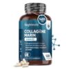 Collagène Marin Acide Hyaluronique 1200 mg,120 Collagene Marin Gélules, Vitamine C, Zinc, Coenzyme Q10, Pour Peau, Os, Immunité, Cheveux, Peptides Collagène Hydrolysé Type 1 NatiCol, Fabriqué en UE