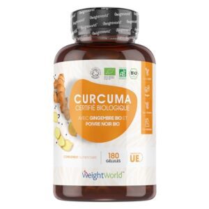 Curcuma Bio Gélules 1520mg Par Portion - 180 Gélules Vegan (3 Mois) - Avec Gingembre et Poivre Noir - Certifié Agriculture Biologique - Curcuma Gélule Extra Fort Qualité Premium - Fabriqué en Europe