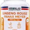 GINSENG Rouge de Corée - Racine | Haut Dosage 1000mg | Ginsénosides 12.5mg Testé | 120 Gélules – 2 Mois | 100% Ginseng Panax Meyer | Anti Stress & Booster d’Energie | Laboratoire Français | MIRONLAB