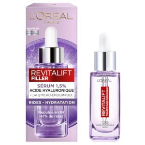 L’Oréal Paris – Sérum Anti-Rides & Anti-Âge – 1.5% Acide Hyaluronique Pur – Soin Visage Hydratant, Repulpant & Lissant – Pour Tous Types de Peaux – Revitalift Filler – 30 ml