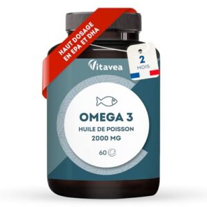 Omega 3 Huile de Poissons Sauvages 2 000 mg | Haute concentration en EPA (1 000 mg) et DHA (500 mg) | Soutien des fonctions cognitives et visuelles | Fabriqué en France | Vitavea