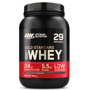 Optimum Nutrition Gold Standard 100% Whey, Poudre de Protéines pour Construction et Récupération Musculaire, avec Glutamine et Acides Aminés BCAA Naturels, Double Chocolat, 29 Portions, 899 g