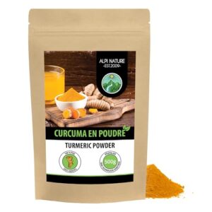 Poudre de curcuma (500g), curcuma 100% naturel, racine de curcuma séchée et moulue doucement, sans additifs