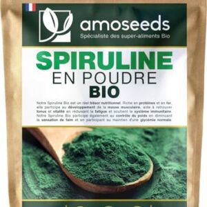 Spiruline en poudre BIO 250G | Naturelle et Pure | Riche en protéines, fer | Énergie, Sport, Immunité | Sans OGM, sans Conservateurs | Qualité Supérieure