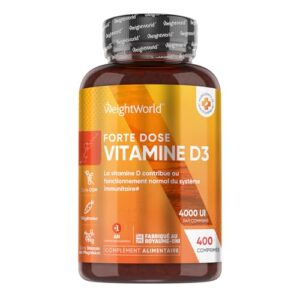 Vitamine D3 4000 ui - 400 Micro Comprimés Pour 1 An - Vitamine D3 Pour Immunité, les Os, Dents, Muscles, Forte Absorption Calcium - Vit D Cholécalciférol, Végétarien - 1 Comprimé Tous Les 2 Jours