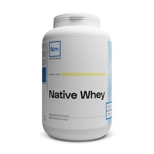 Whey Native 1kg Vanille - Protéine Whey jusqu'à 80% de protéines par dose - Lait français - Musculation et Fitness - Prise de Muscle