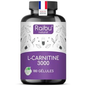 L-Carnitine 3000 I 180 Haute Dose Extra Fort Gélules avec Vitamine C I L Carnitine 3000mg par dose journalière I Tartrate de L-Carnitine pure I Naturelle, Testé en laboratoire & Végan