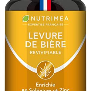 LEVURE Active DE BIERE REVIVIFIABLE - Complément Alimentaire Cheveux, Ongles & Peau - Enrichie en Zinc & Sélénium - Facilite le Transit - 90 Gélules Vegan - Nutrimea - Fabriqué en France