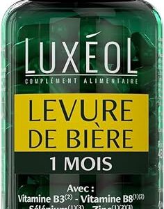 LUXÉOL - Levure De Bière Revivifiable - Complément Alimentaire - Cheveux, Peaux & Ongles - Santé - Zinc, Vitamine B3 B8, Sélénium - Fabriqué En France - Programme 1 Mois - 90 Gélules